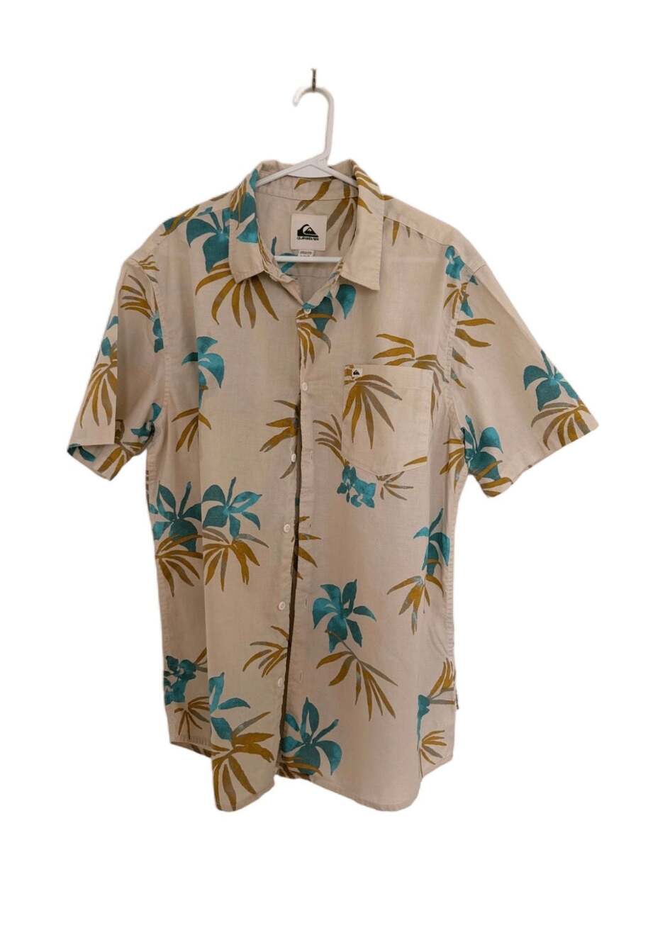 Quiksilver Men's Tropical Floral Print Button Down Shirt Size L